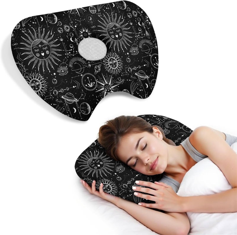 BVOKQUC Ear Piercing Pillow for Side Sleepers with Washable Cover Pillows with Holes for Ear Pain,Donut Pillow for Adults CNH Ear Pain Relief Pressure Sores Ear Pillow with Hole in Center - Image 1